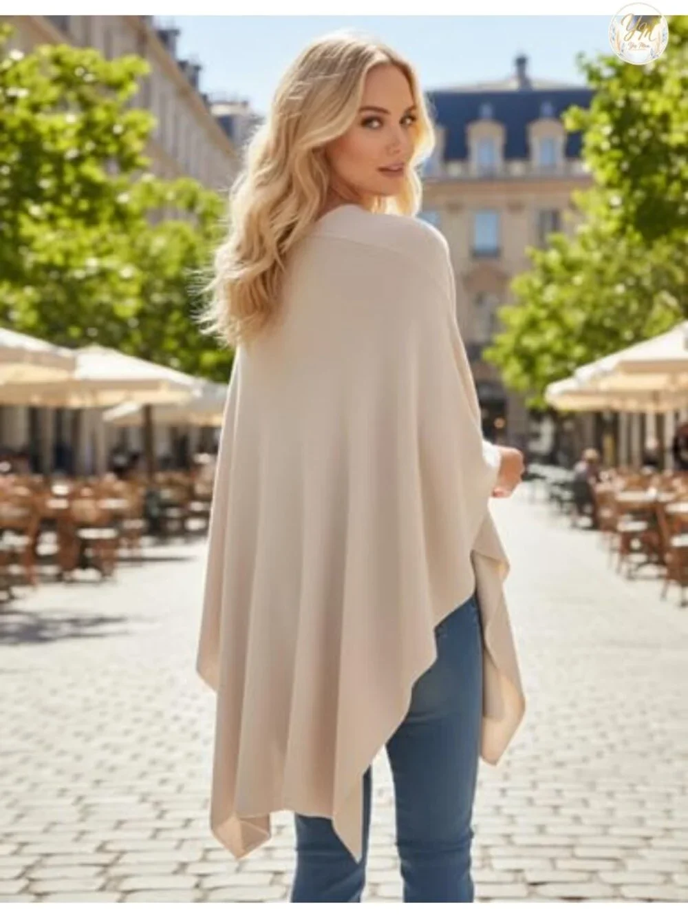 Elegant Cross Front Poncho Shawl Wrap Double Knit Stretchy Formal Cape